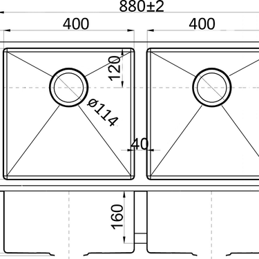 Eden Double Bowl Above / Undermount Sink  400mm