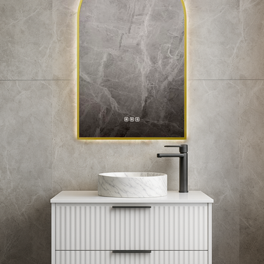 Framed Mirror Arch Shape Backlit Bluetooth 500*750mm LBAR5075-MB/LBAR5075-BB