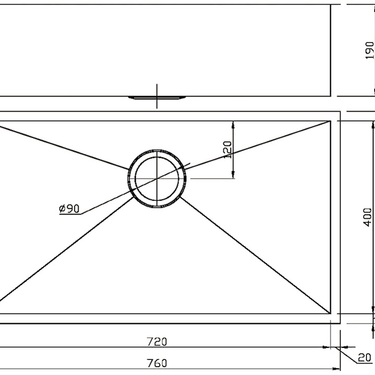 Rosa Single Bowl Above / Undermount Sink  720mm
