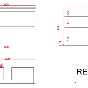 CETO Revive Wall Hung PVC Cabinet REV93W-MW/MAP/WAL