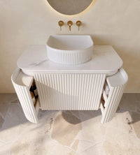VITO NOOSA Fluted Curved Vanity With Side Drawers 740*493*470mm (NOS750W-MW)