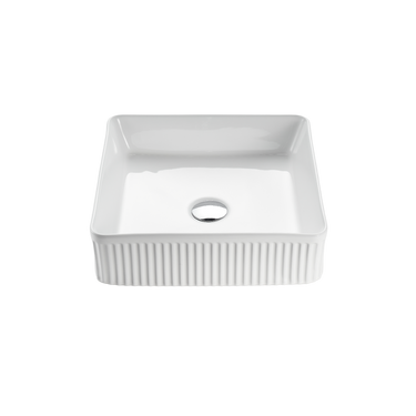 VITO Athena Fluted Square Premium Ceramic Above-Counter Basin 415*415*120mm ATH415SQ