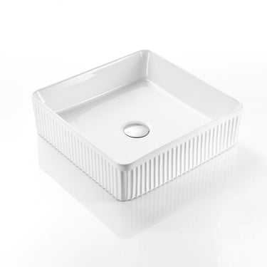 VITO Athena Fluted Square Premium Ceramic Above-Counter Basin 415*415*120mm ATH415SQ