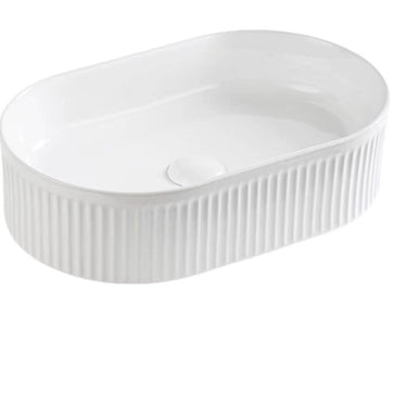 VITO Athena Fluted Oval Premium Ceramic Above-Counter Basin 490*310*130mm ATH4931-GW/MW/MB