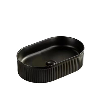 VITO Athena Fluted Oval Premium Ceramic Above-Counter Basin 490*310*130mm ATH4931-GW/MW/MB