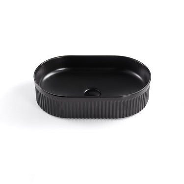 VITO Athena Fluted Oval Premium Ceramic Above-Counter Basin 590*370*100mm ATH5937-GW/MW/MB