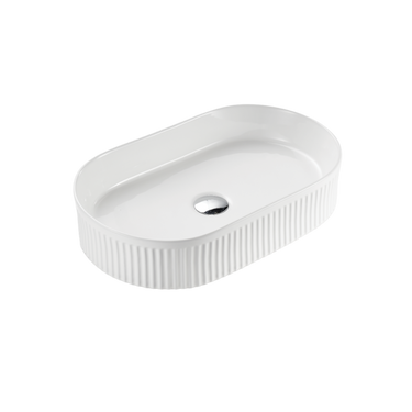 VITO Athena Fluted Oval Premium Ceramic Above-Counter Basin 590*370*100mm ATH5937-GW/MW/MB