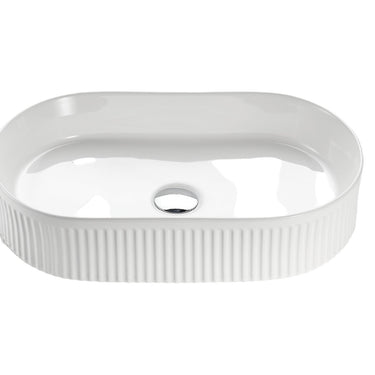 VITO Athena Fluted Oval Premium Ceramic Above-Counter Basin 590*370*100mm ATH5937-GW/MW/MB