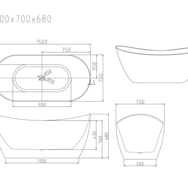 Disney Ultra-Thin Freestanding Bathtub - Gloss White