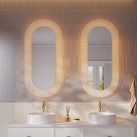 Freya 600×1200mm LED Textured Oval Mirror