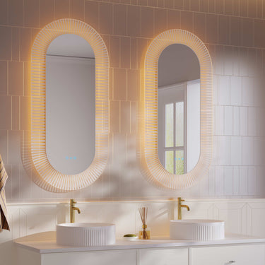 Freya 600×1200mm LED Textured Oval Mirror