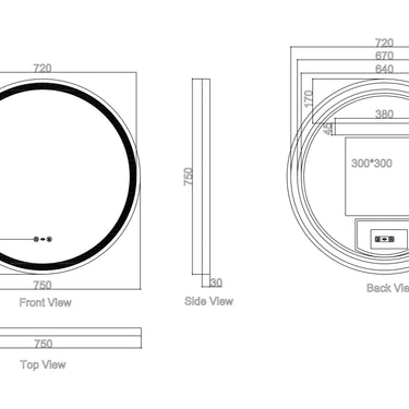 Freya 600/750/900mm LED Round Mirror