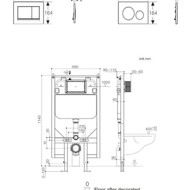 Mercio R&T 80mm Slim In-wall Cistern with Wall-Hung Pan