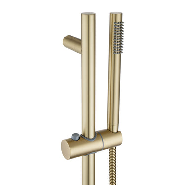 Light Brushed Brass Shower Rail with Handheld Shower
