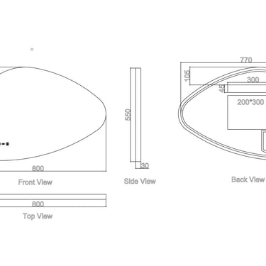 Luna 550×800mm LED Irregular Mirror