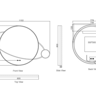 Luna 950×800mm LED Planet Mirror