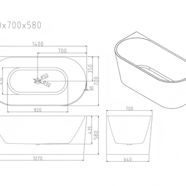 Musen Ultra-Thin Back-to-Wall Bathtub - Gloss White