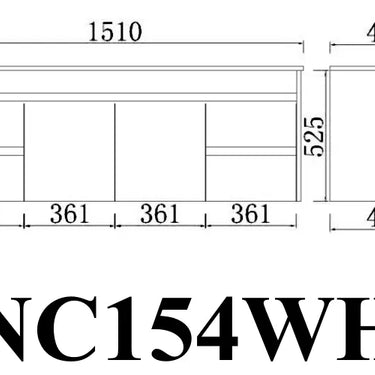 Wall Hung Cabinet NC154DWH 1500*460*550mm(Double Bowl)