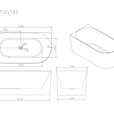 Nova Ultra-Thin Corner Bathtub - Gloss White