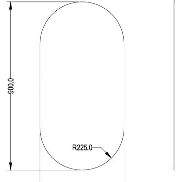 Ovian LED Oval Plain Mirror Pencil Edge 450*900mm OVBM4590