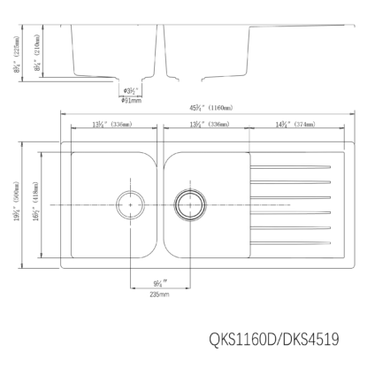 Quartz Top-mount Kitchen Sink 1160*500*225mm (QZ1160D-MB)