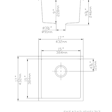 Quartz Undermount Kitchen Sink 432*432*246mm (QZ4343)