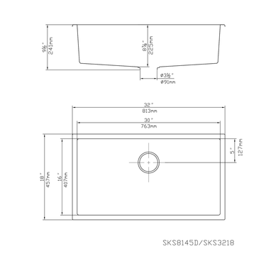 Quartz Undermount Kitchen Sink 813*457.241mm (QZ8145D)