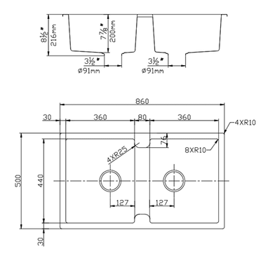 Quartz Top-mount Kitchen Sink 860*500*216mm (QZ8650D-MB)