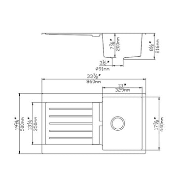 Quartz Top-mount Kitchen Sink 860*500*216mm (QZ8650SD-MB)