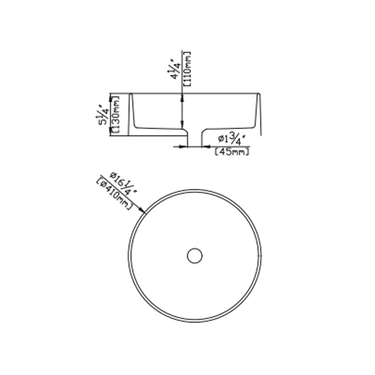 Quartz QZ4141 Above Counter Basin Pop-Up Waste Included(Round: 410*410*130mm)