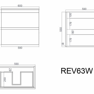 CETO Revive Wall Hung PVC Cabinet REV63W-MW