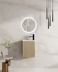 Fluted Rhea Wall-Hung Cabinet - Natural Oak