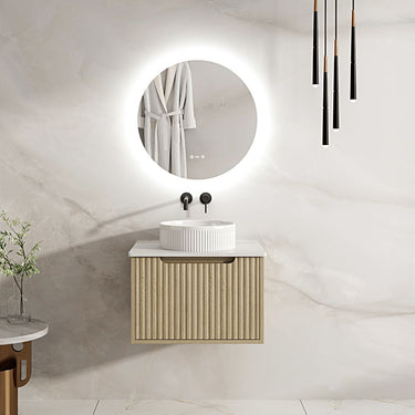 Fluted Rhea Wall-Hung Cabinet - Natural Oak