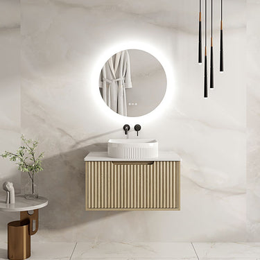 Fluted Rhea Wall-Hung Cabinet - Natural Oak