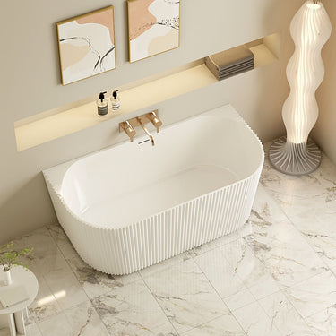 Rose Fluted Back-to-Wall Bathtub - Matt White