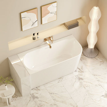 Rose V-Groove Corner Bathtub - Matt White