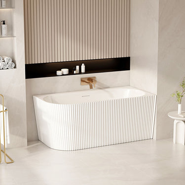 Rose V-Groove Corner Bathtub - Matt White