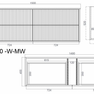 VITO ROCCA Wall Hung PVC Cabinet ROC1500W