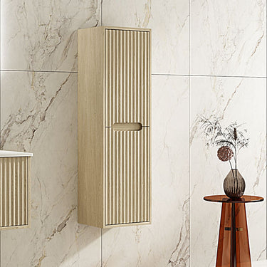 Fluted Rhea Tall Boy - Natural Oak