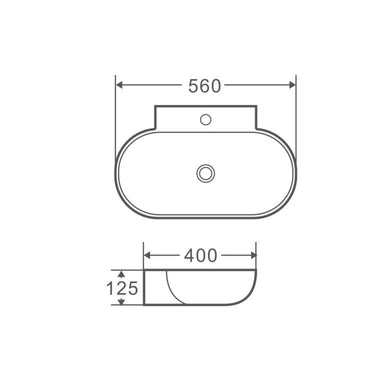 Vento 56M Wall-Hung Oval Basin