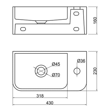 VIVO 43 Concrete Wall-Hung Basin-Blue Ashes