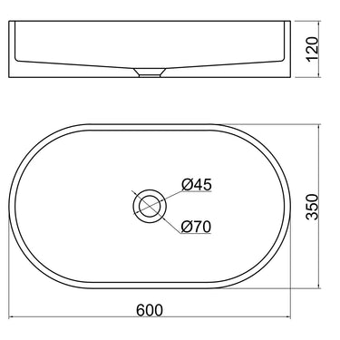VIVO 60 Concrete Oval Countertop Basin - Light Grey Sandstone