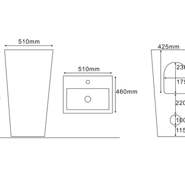 Zento 51 Freestanding Rectangular Pedestal Basin