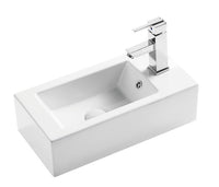 Small Wall Hung Basin With O/F   Right Side Tap Hole