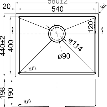 Eden Single Bowl Above / Undermount Sink  540mm