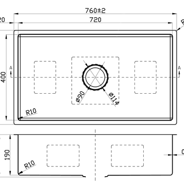 Cora Single Bowl Above / Undermount Sink  720mm