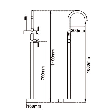 Brushed Brass Freestanding Tap with Handheld Shower