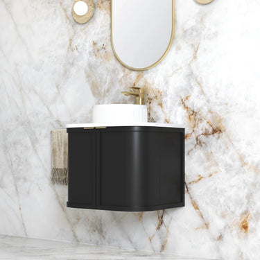 Hampshire Wall Hung Curve Vanity Satin Black (All Sizes) 600mm Cabinet Only