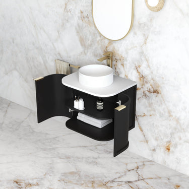 Hampshire Wall Hung Curve Vanity Satin Black (All Sizes) 600mm Cabinet Only