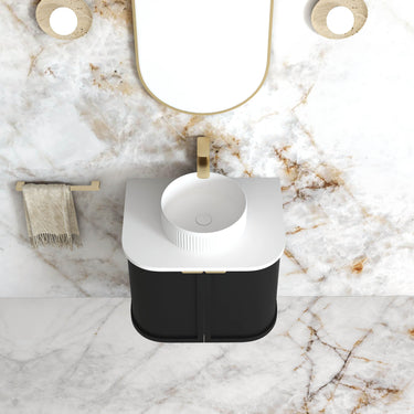Hampshire Wall Hung Curve Vanity Satin Black (All Sizes) 600mm Cabinet Only
